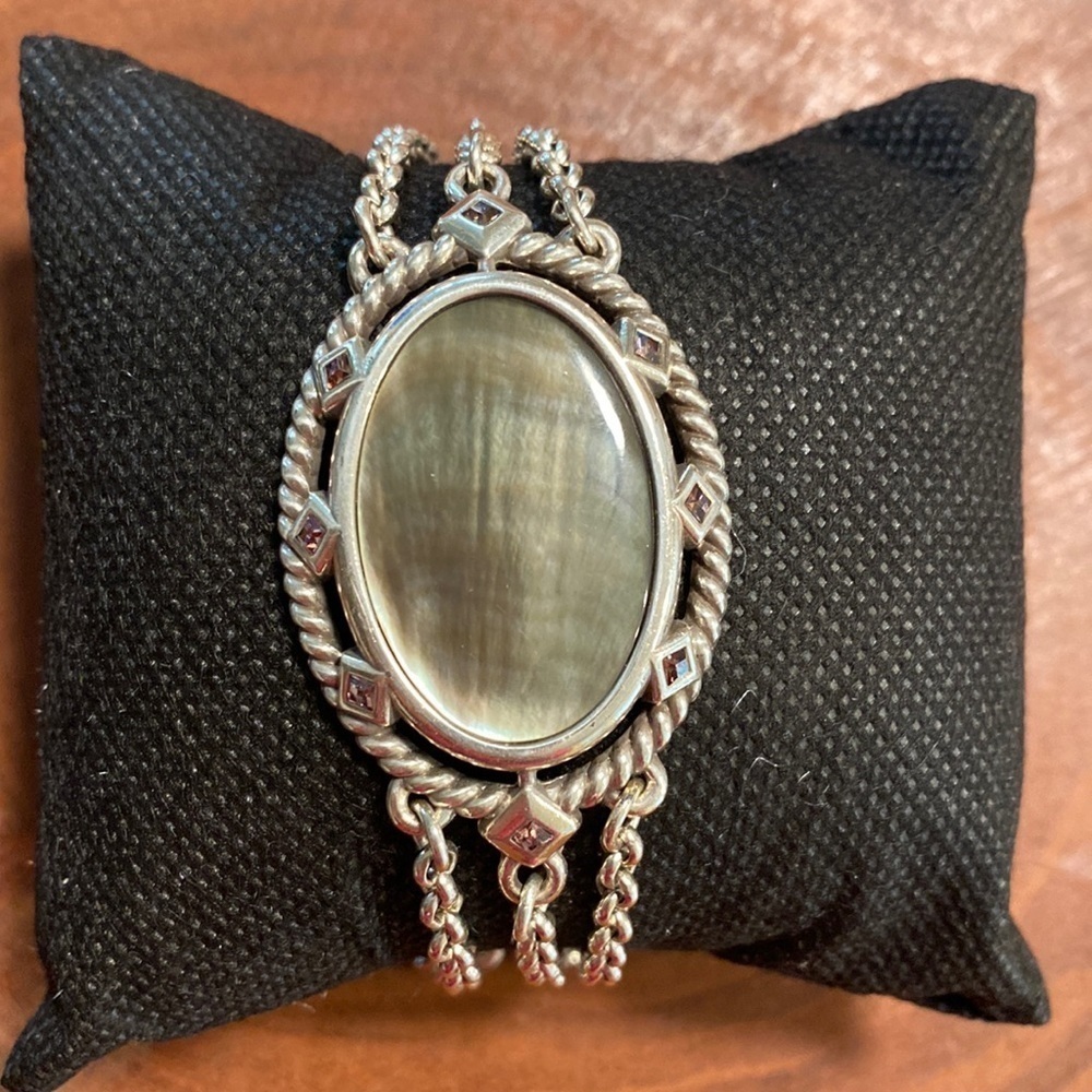 BRIGHTON “Give that which‎ you want to receive” silver and abalone disc bracelet